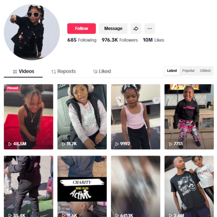 970K Girl Dance Influencer Tiktok Account for sale