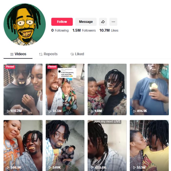 1.5M African Viral TikTok Account for sale