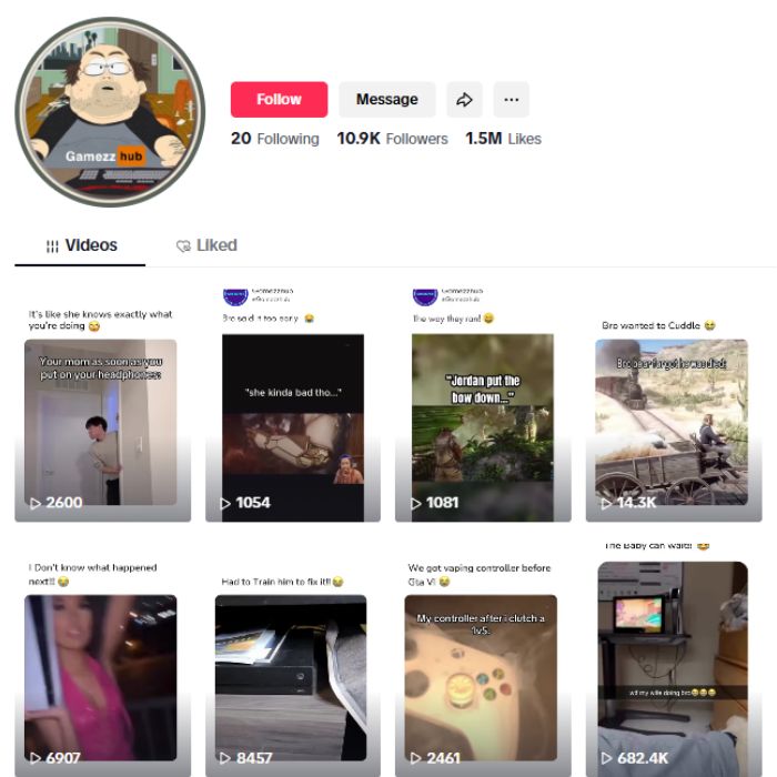 10K Gaming Memes TikTok Account for sale