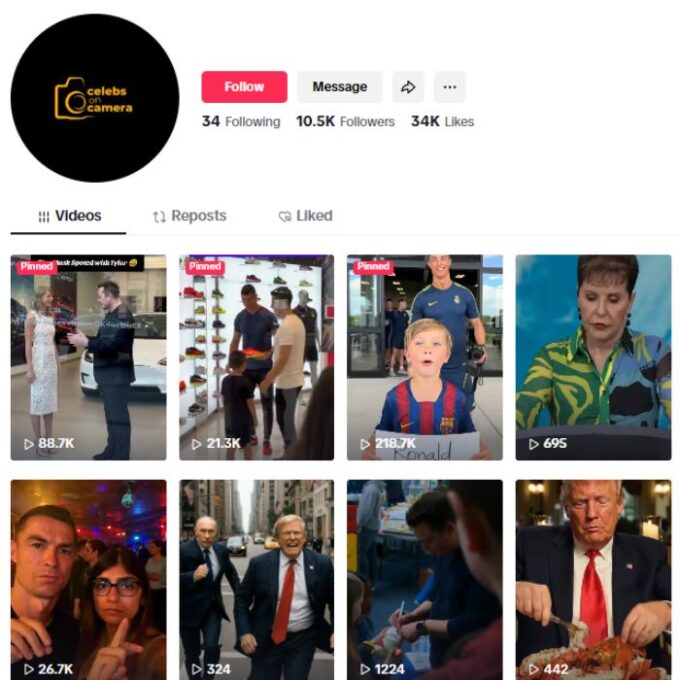 10k Celebrities Hollywood Tiktok Account for sale