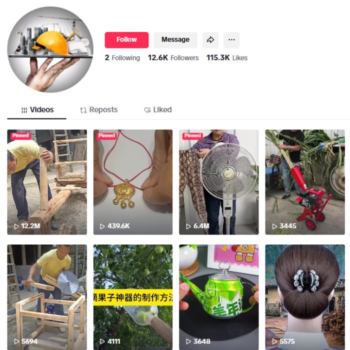 12K DIY Woodwork TikTok Account for sale