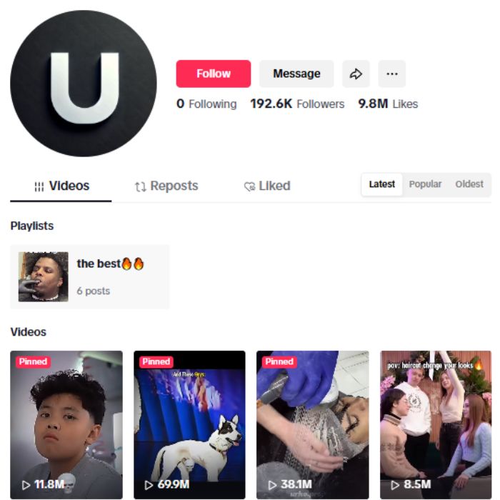 190K Barber Hairstyle Tiktok Account for sale
