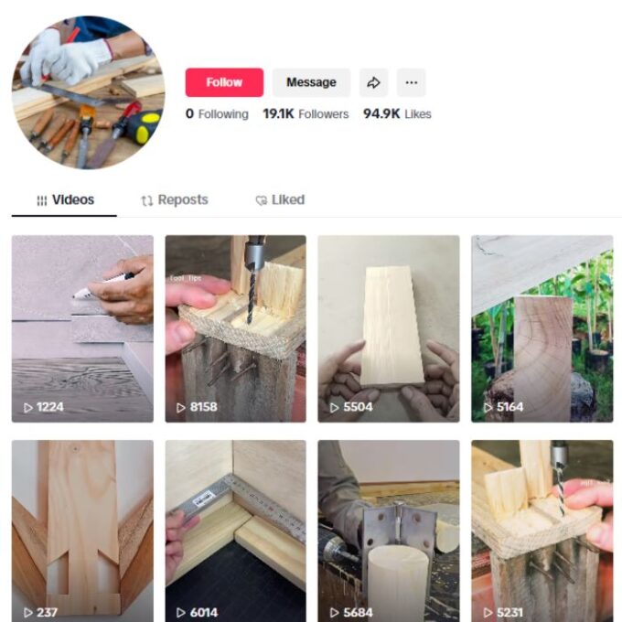 19K Woodwork DIY TikTok Account for sale
