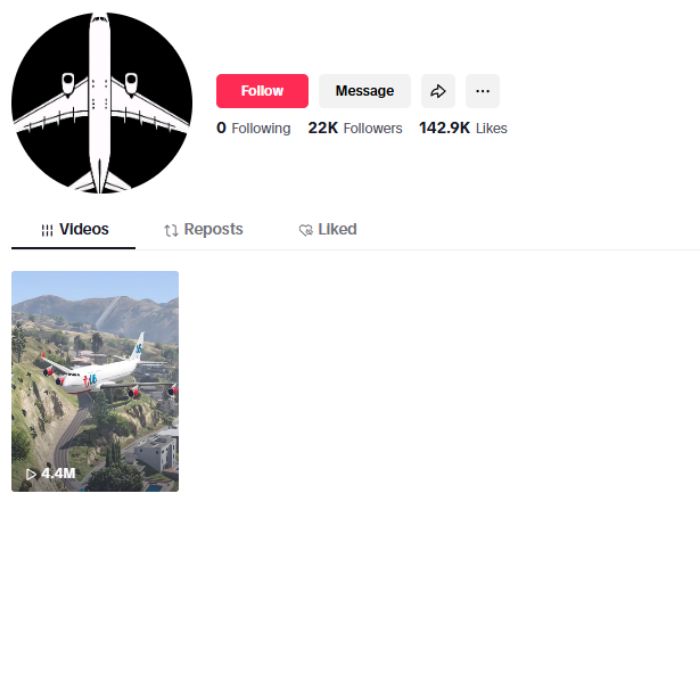 22K Airplanes Aviation Tiktok account for sale