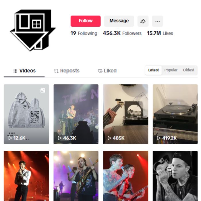 450K Indie Music Band Tiktok Account for sale