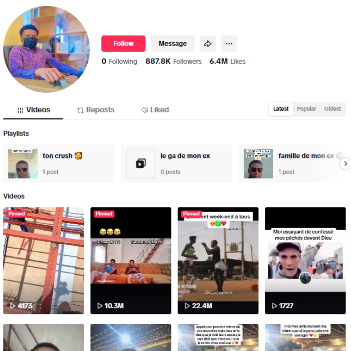 880K Influencer Entertainment TikTok Account for sale