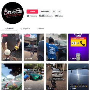 90K Cars Cleaning Automotive Tiktok Account for sale