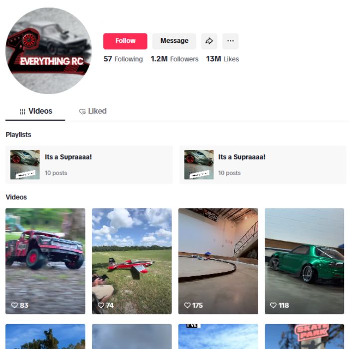 1.2M RC Cars Toys Tiktok Account for sale