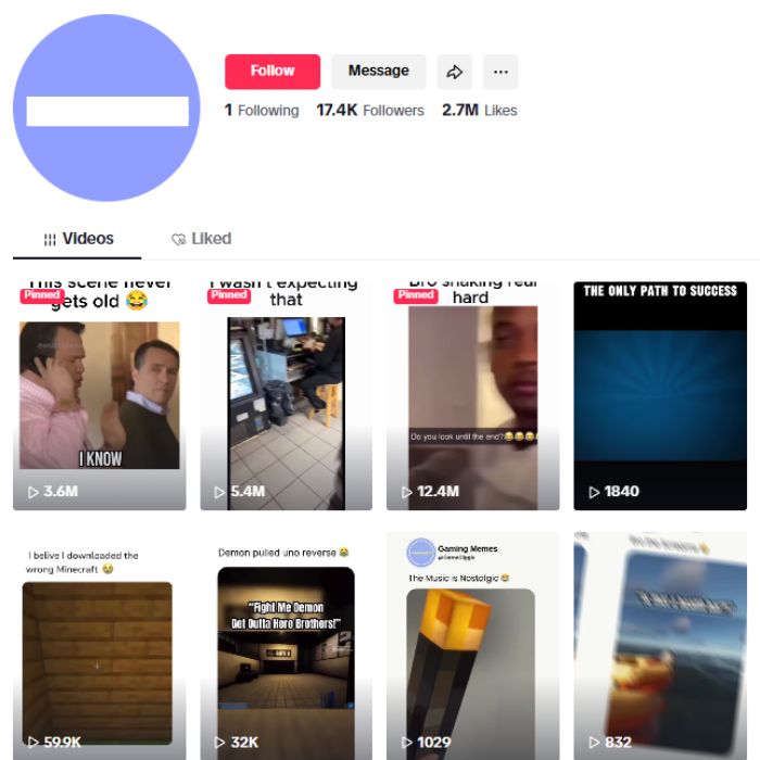 17K Gaming Memes TikTok Account for sale