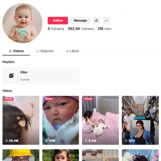 280K Baby Kids TikTok Account for sale