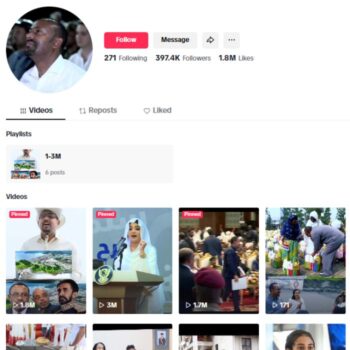 390K Politics Ethiopia Prime Minister Tiktok Account for sale