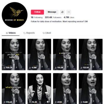 550K Mindset Entrepreneur Tiktok Account for sale