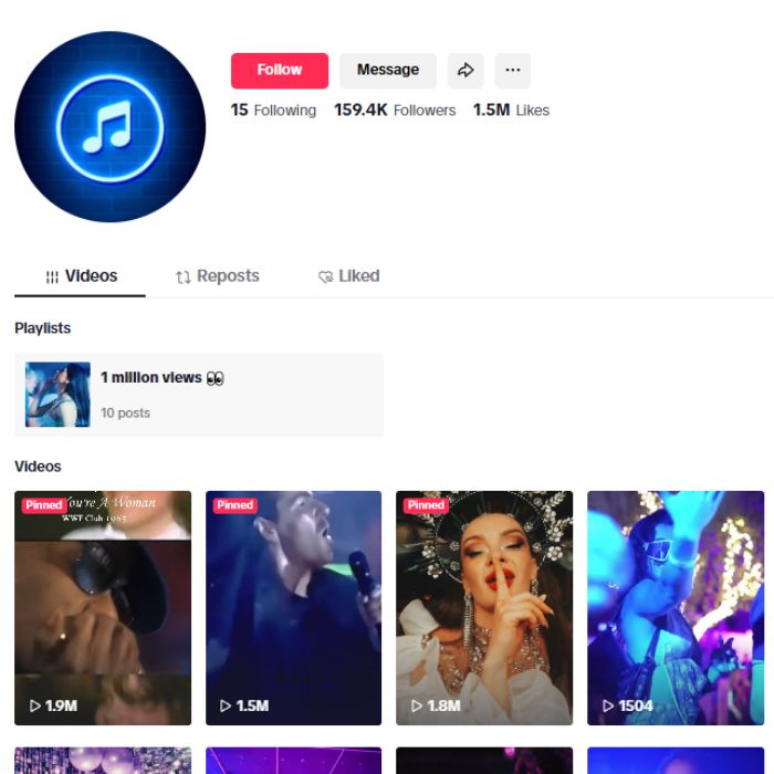 150K Music Club Girls Tiktok Account for sale