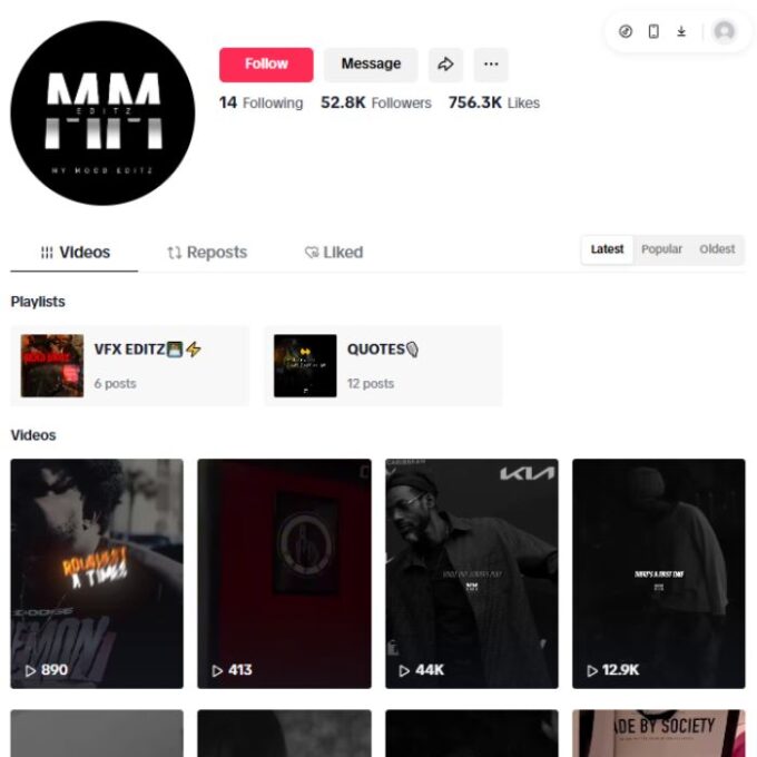 50K Entertainment Music Tiktok Account for sale