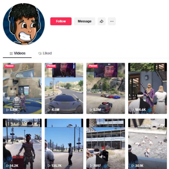 720K GTA 5 Gaming TikTok Account - Image 1