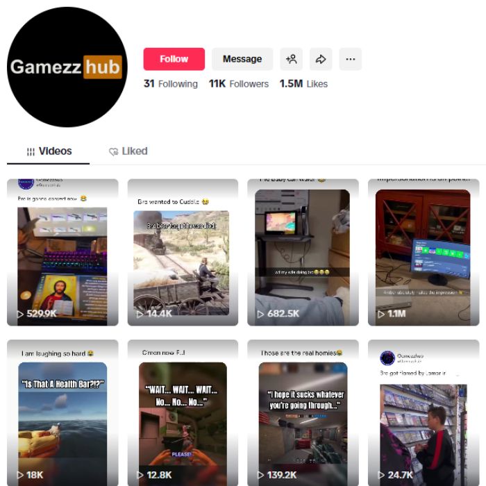 11K Gaming Clips Consoles TikTok Account for sale