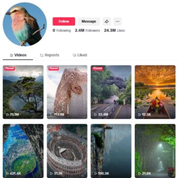 2.4M Nature Landscapes TikTok Account for sale