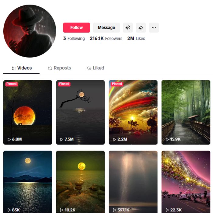 210K Nature Landscapes TikTok Account for sale