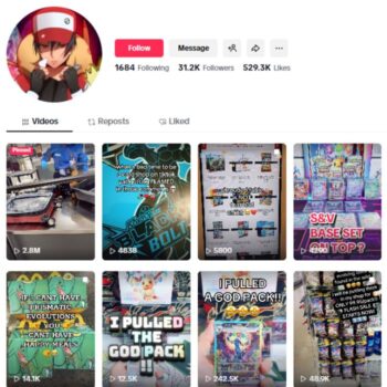 30K Pokemon Manga Cards TikTok Account for sale