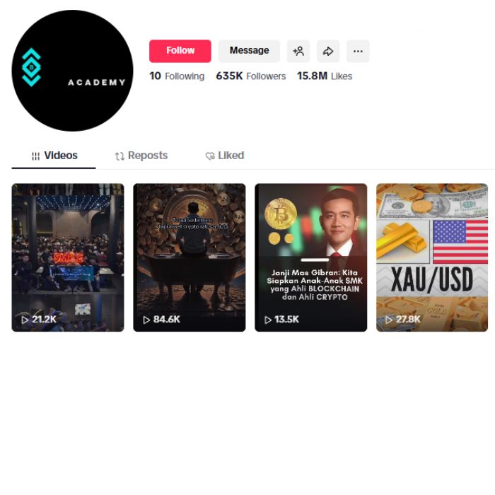 630K Cryptocurrency Tech TikTok Account for sale