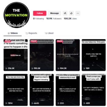 10K Feelings Love Quotes TikTok Account for sale