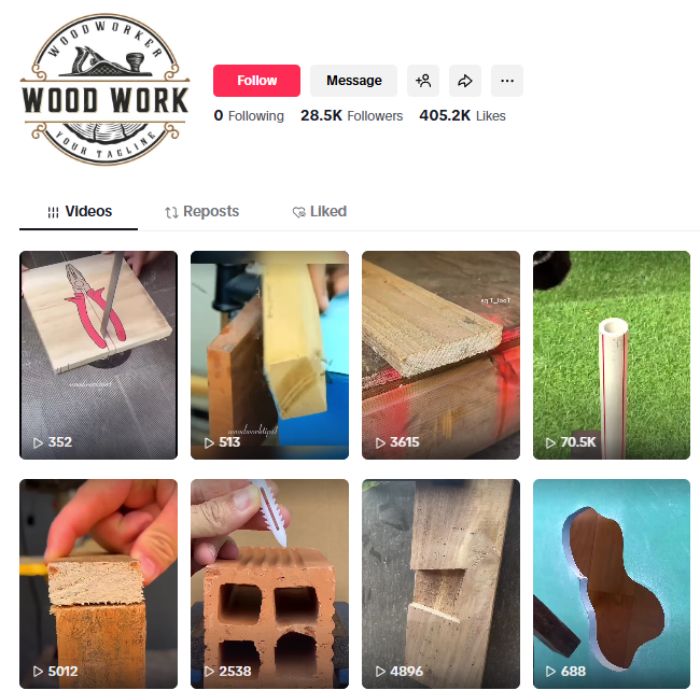 28K DIY Woodwork TikTok Account for sale