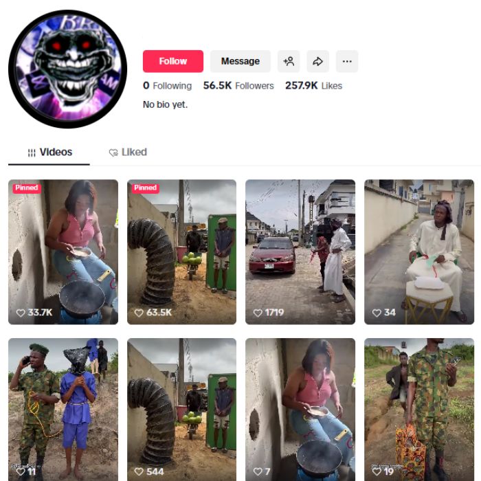 55K Funny African Skits Tiktok Account for sale