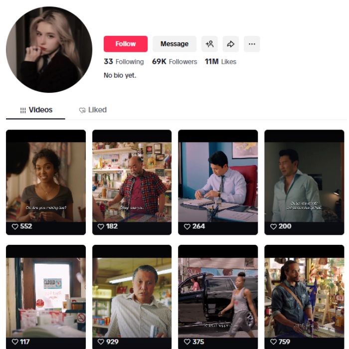 65K Movie Clips Tiktok Account for sale